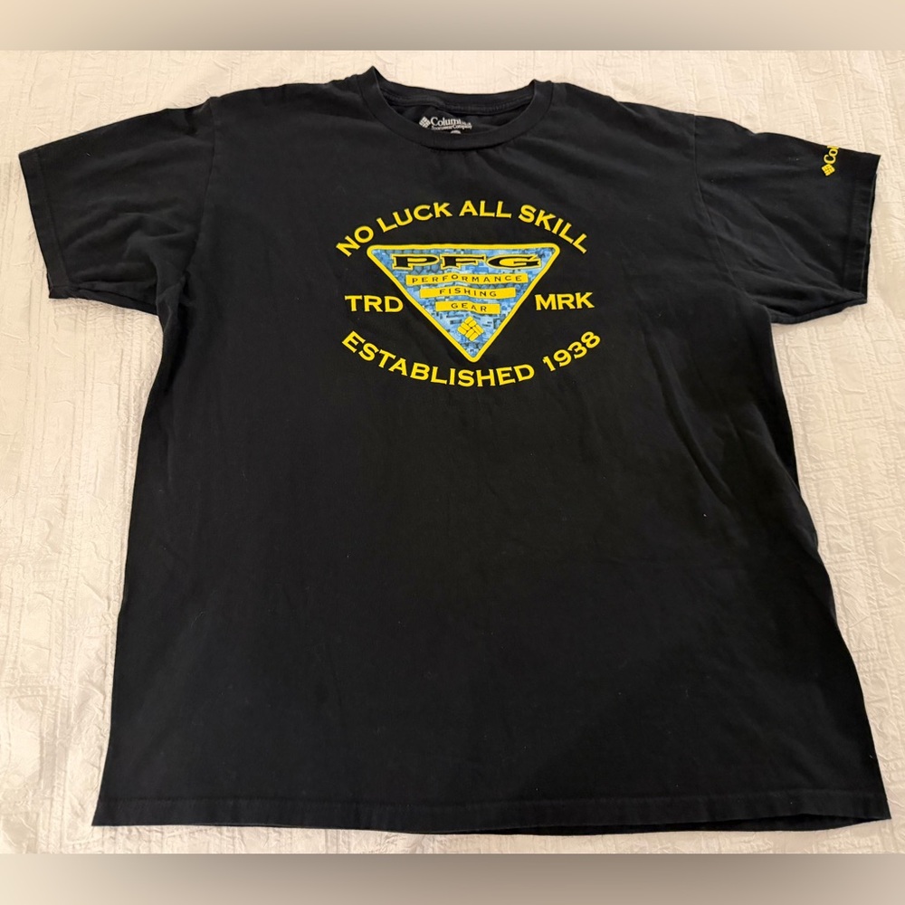 Columbia Performance Fishing Gear PFG Black Short Sleeve Graphic Print XL Shirt